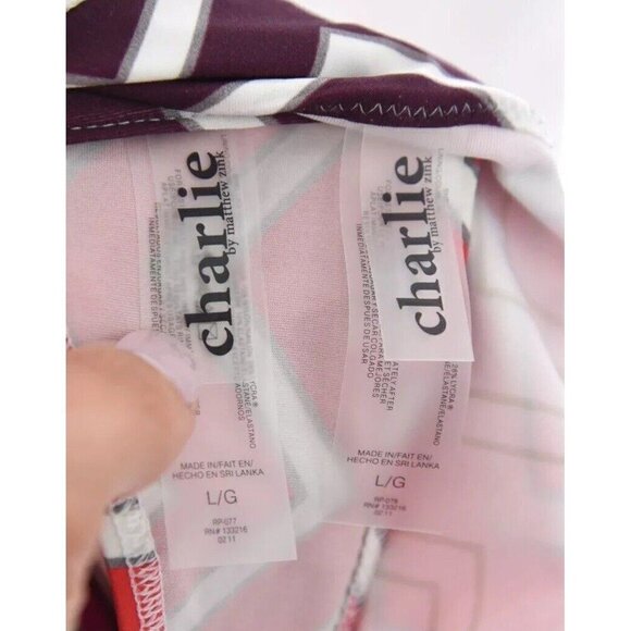 Charlie by Matthew Zink MZ Mixed Zag Rosa Halter Bandeau Bikini Set Sz Large - Picture 8 of 11